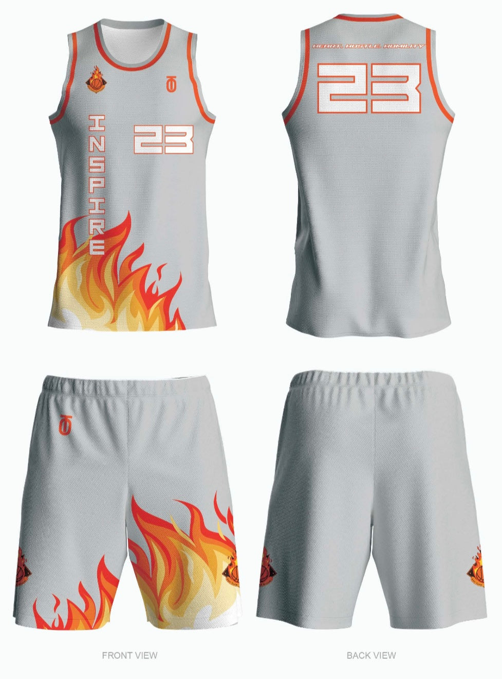 Inspire Hoops team order featuring custom basketball uniforms and apparel designed for team performance, style, and comfort on the court