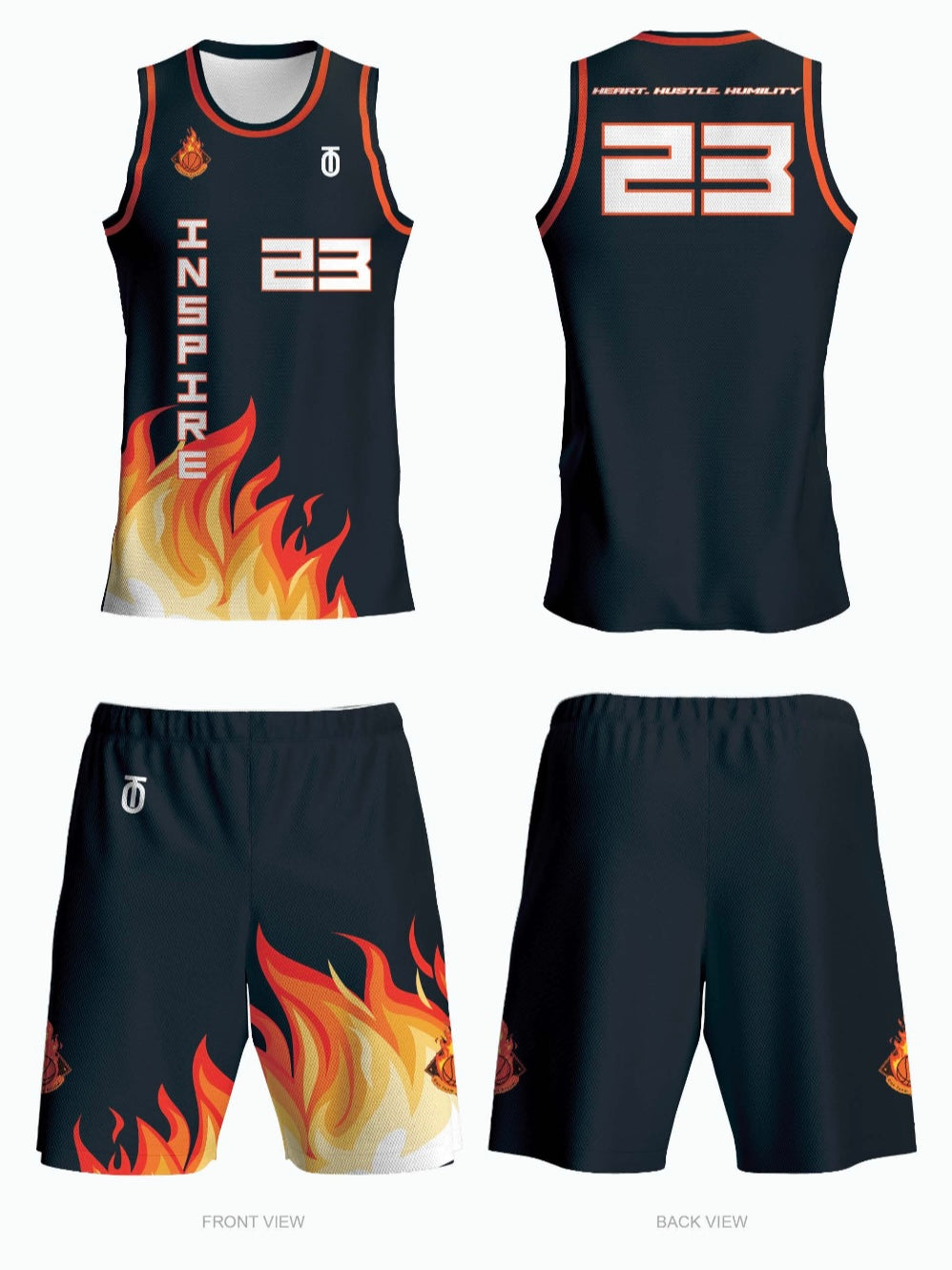 Inspire Hoops team order featuring custom basketball uniforms and apparel designed for team performance, style, and comfort on the court
