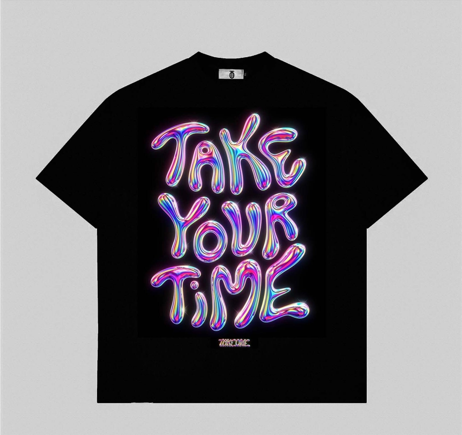 Take Your Time Tee with comfortable cotton blend fabric and relaxed fit, featuring motivational graphic design promoting mindfulness and patience