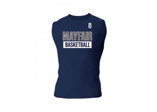 Mayfair High School compression tank top featuring athletic fit, moisture-wicking fabric, and custom team design