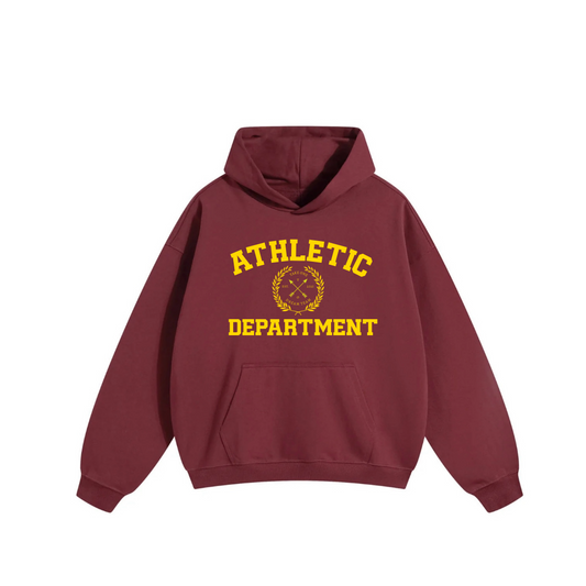 Take One Sportswear Dream Team Athletic Dept. Hoodie in burgundy featuring cozy fabric and bold branding for team spirit and casual athletic wear