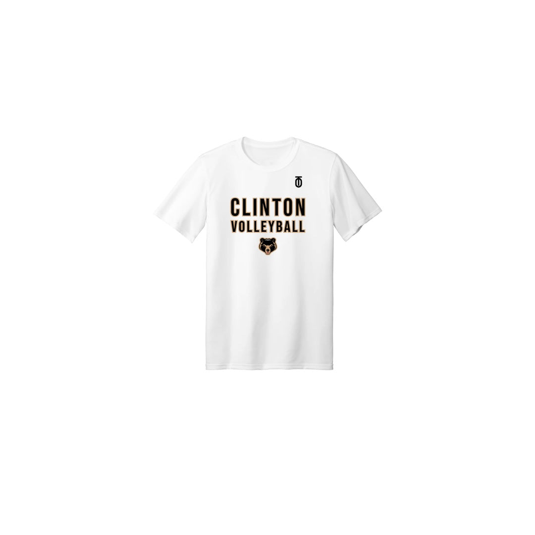 Clinton College volleyball team Dri-Fit shirts in black and white featuring moisture-wicking fabric and custom team logo for performance and comfort on the court