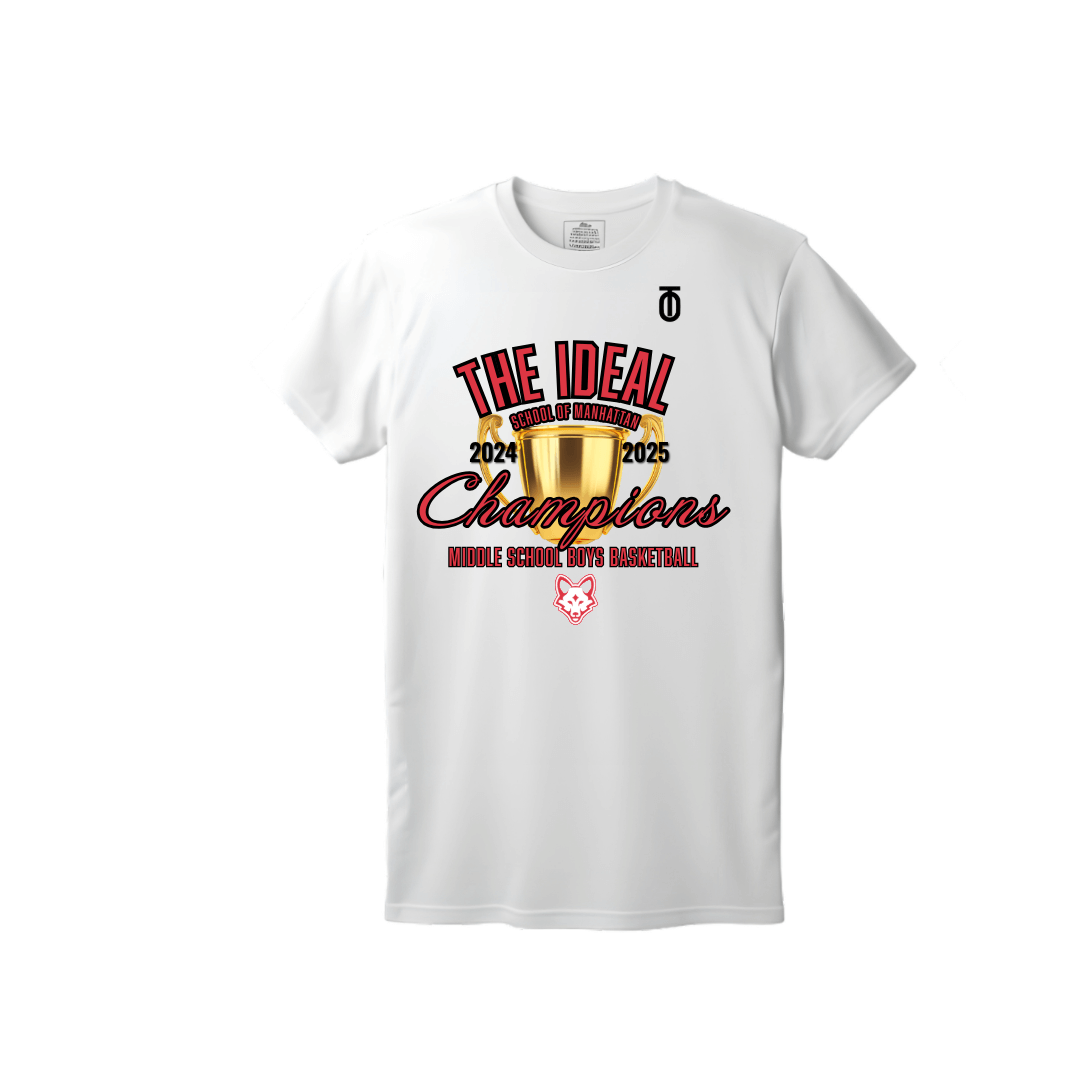 Ideal School of Manhattan championship shirt by Take One Sportswear celebrating student athlete success