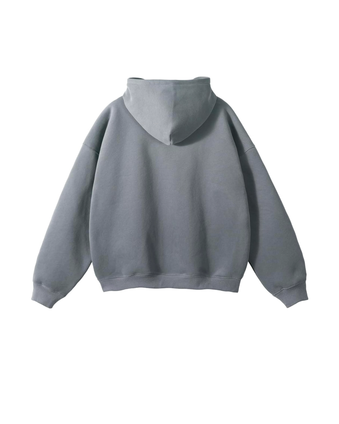 Back view of stone Take One Sportswear Apex Hoodie showing the plain stone back, hood, and ribbed cuffs.
