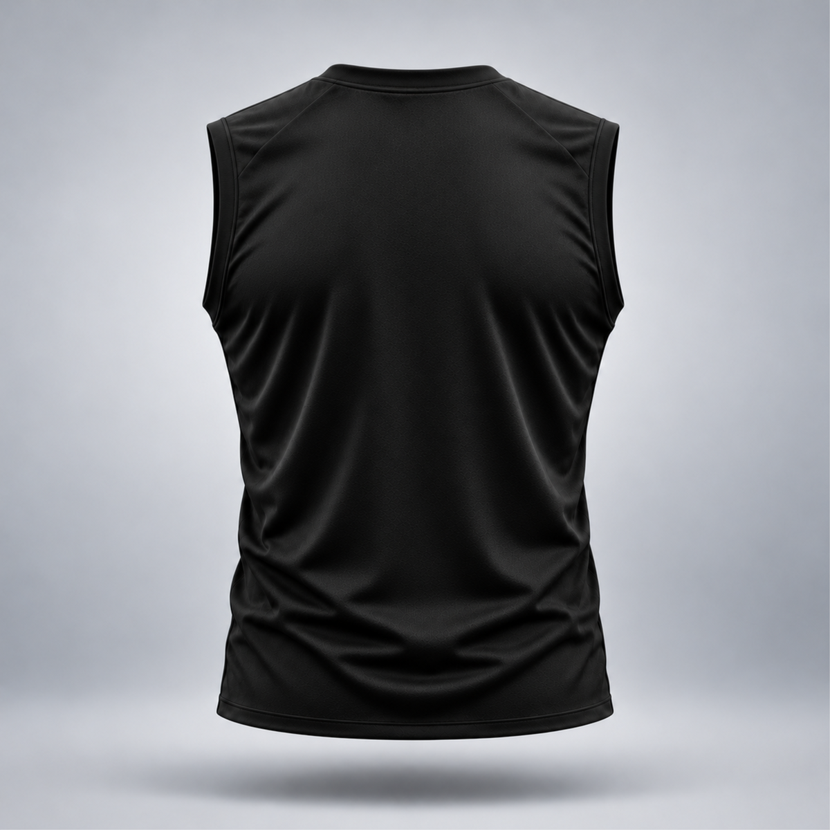Take One Sportswear black Football Sleeveless Training Top back view featuring a clean, unbranded design and athletic sleeveless silhouette.