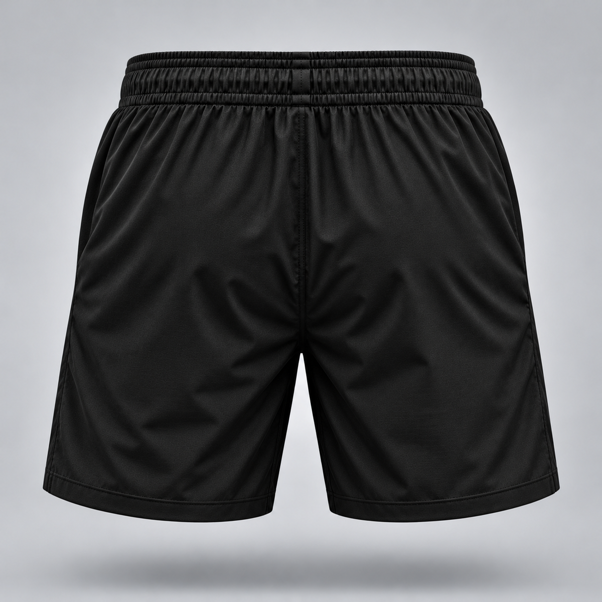 Take One Sportswear black Football Training Shorts back view showing clean athletic silhouette, elastic waistband, and minimal unbranded design.