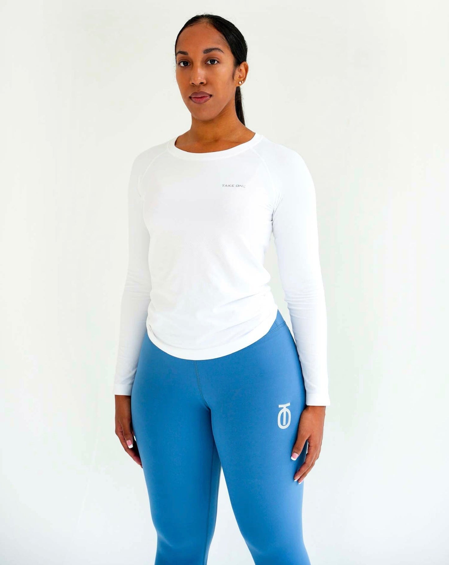 Take One Blue Diamond Leggings with stretchy, moisture-wicking fabric and diamond pattern design for stylish and comfortable activewear