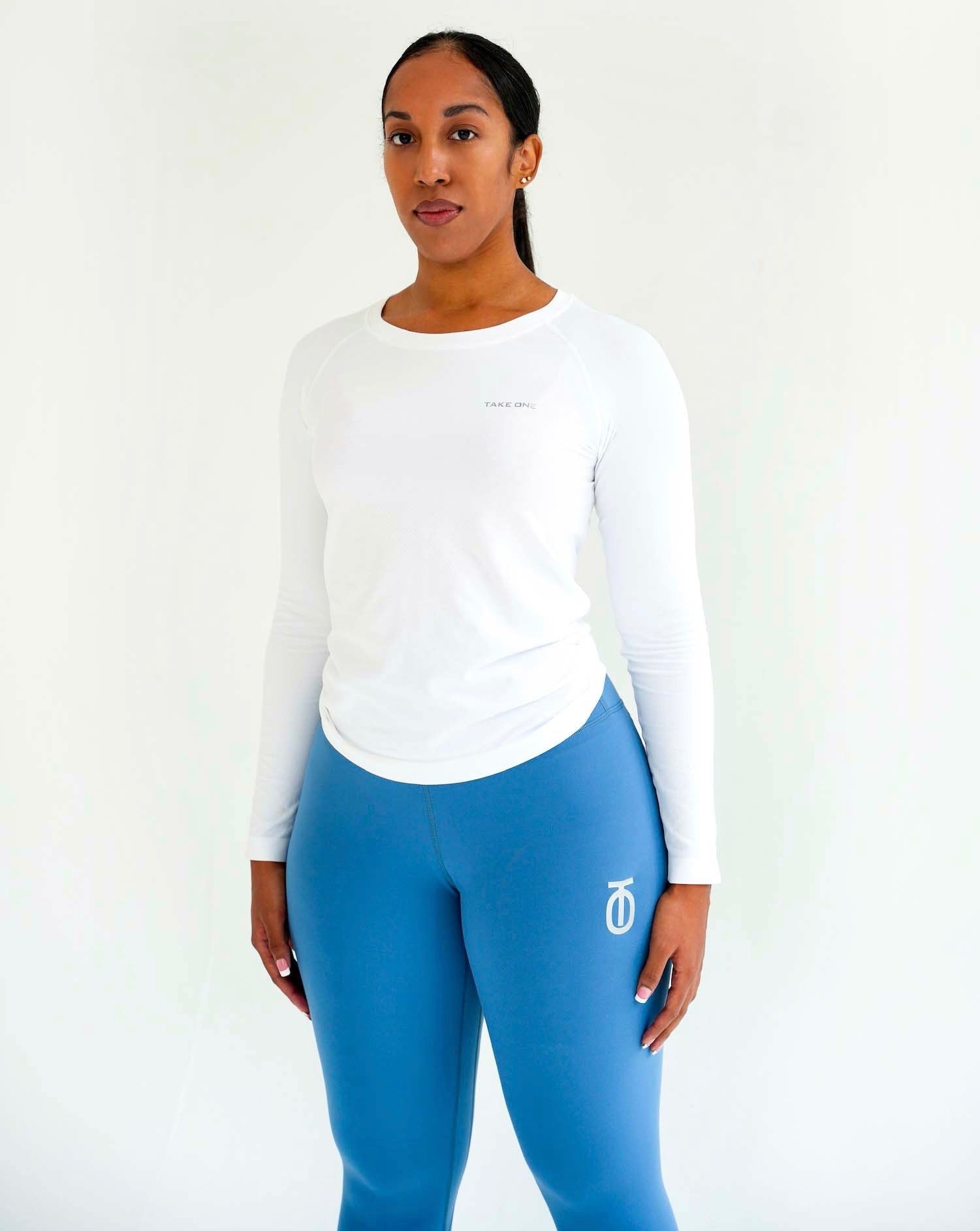 Take One Blue Diamond Leggings with stretchy, moisture-wicking fabric and diamond pattern design for stylish and comfortable activewear