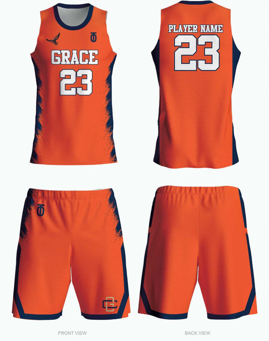 Grace Christian middle school reversible basketball uniform featuring dual-sided design for versatile team use, made with breathable, durable performance fabric