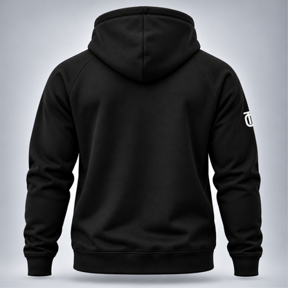 Take One Sportswear Football Training Hoodie in black, back view showing the rear construction and garment finish.