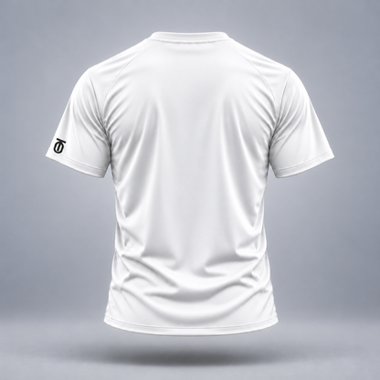 Take One Baseball Signature Performance Graphic Tee by Take One Sportswear in White, back view with a clean rear and TO sleeve branding.