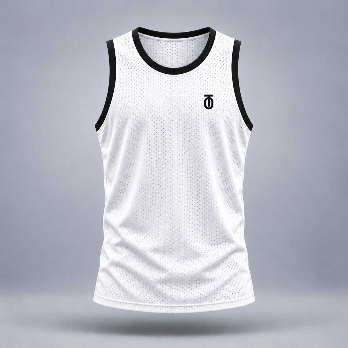 Take One Sportswear Basketball Mesh Practice Jersey in white, front view featuring to monogram exclusively at left chest.