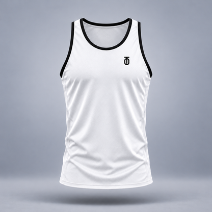 Take One Sportswear Track & Cross Country Race Singlet in white, front view featuring to monogram exclusively at left chest.