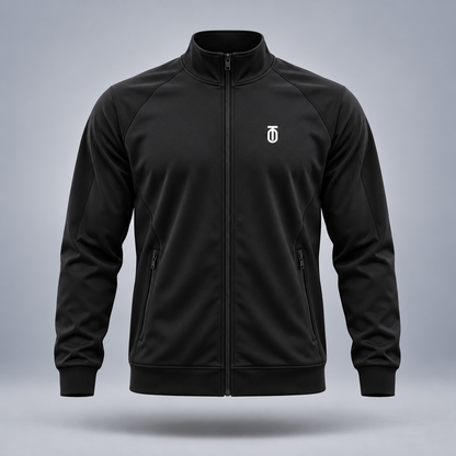 Take One Sportswear Full-Zip Warm-Up Jacket in black, front view featuring signature to monogram at left chest.