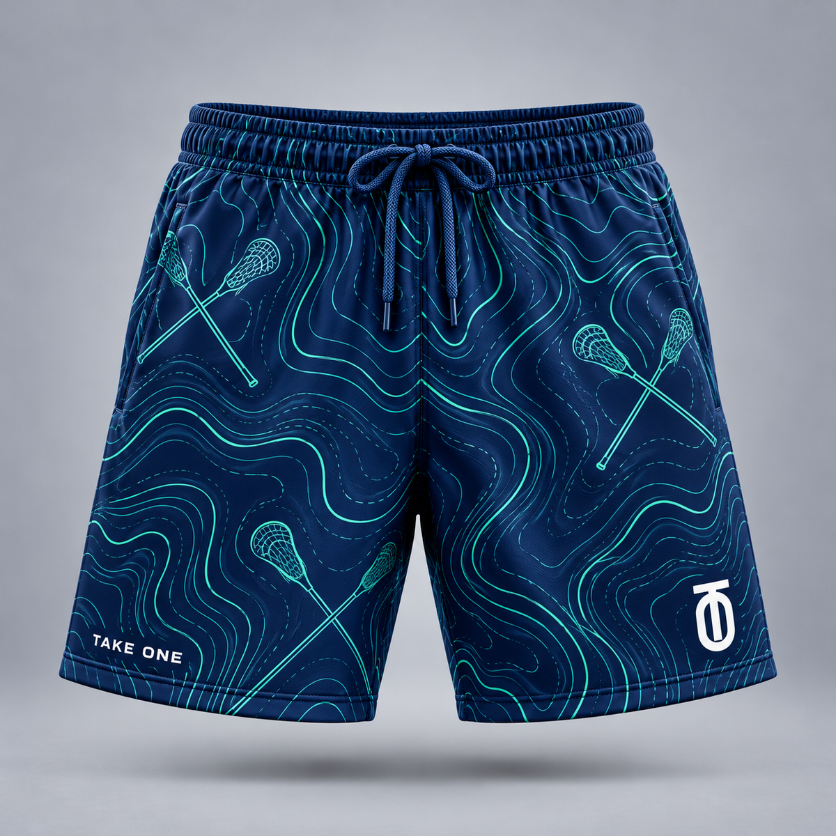 Take One Contour Field Men's 7-Inch Lacrosse Shorts by Take One Sportswear — front view.