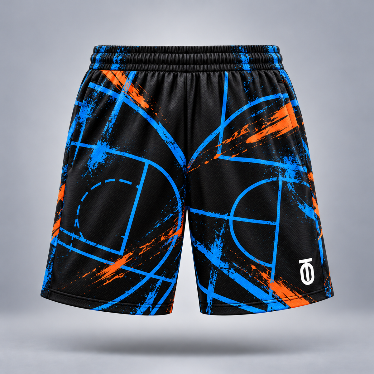 Take One Courtscape Men's 7-Inch Basketball Shorts by Take One Sportswear — back view.
