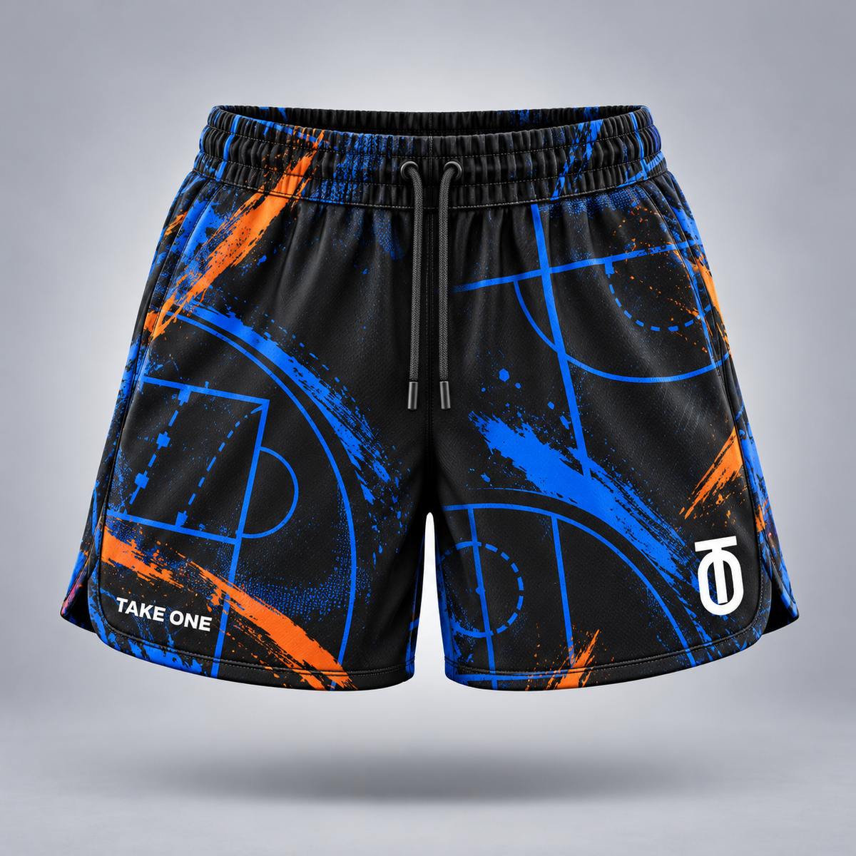 Take One Courtscape Women's 5-Inch Basketball Shorts by Take One Sportswear — front view.