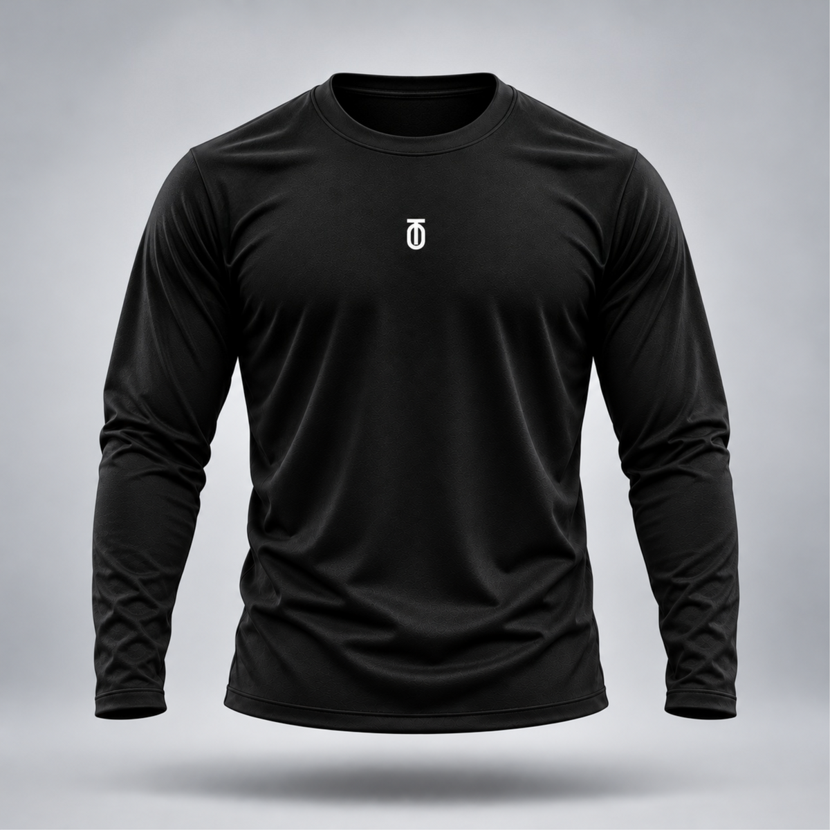 Take One Sportswear black Football Long Sleeve Performance Tee front view with centered white TO chest monogram