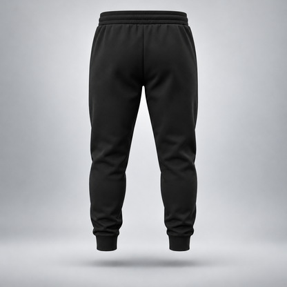 Take One Sportswear black Football Performance Joggers back view featuring a clean, unbranded design, tapered legs, and ribbed ankle cuffs.