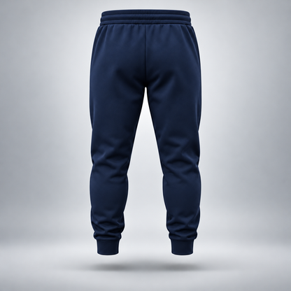 Take One Sportswear midnight navy Football Performance Joggers back view showing a clean, unbranded athletic design with elastic waistband and cuffed ankles.
