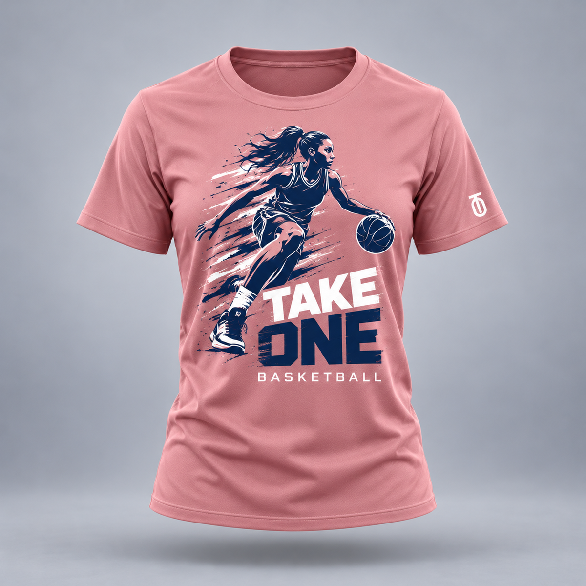 Take One Her Court Women's Basketball Graphic Tee by Take One Sportswear — front view.