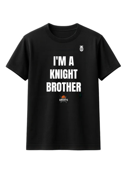 Black Maryland Knights Brother supporter T-shirt by Take One Sportswear, featuring white family lettering and the team logo.