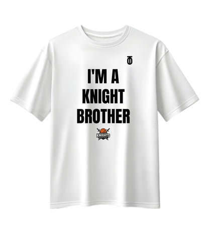 White Maryland Knights Brother supporter T-shirt by Take One Sportswear, featuring black family lettering and the team logo.