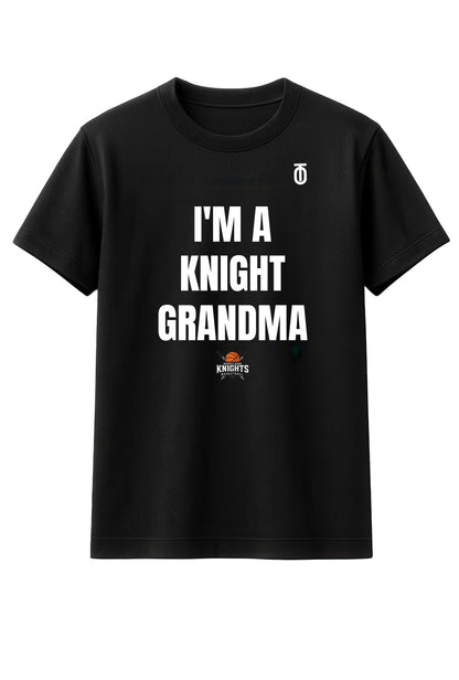 Black Maryland Knights Grandma supporter T-shirt by Take One Sportswear, featuring white family lettering and the team logo.