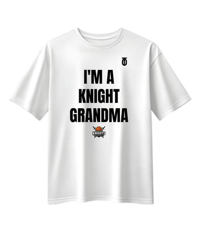 White Maryland Knights Grandma supporter T-shirt by Take One Sportswear, featuring black family lettering and the team logo.
