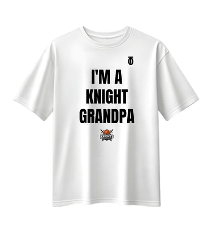 White Maryland Knights Grandpa supporter T-shirt by Take One Sportswear, featuring black family lettering and the team logo.