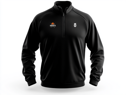 Black Maryland Knights Basketball performance quarter-zip pullover by Take One Sportswear featuring the orange Knights Basketball crest and white Take One chest logo.