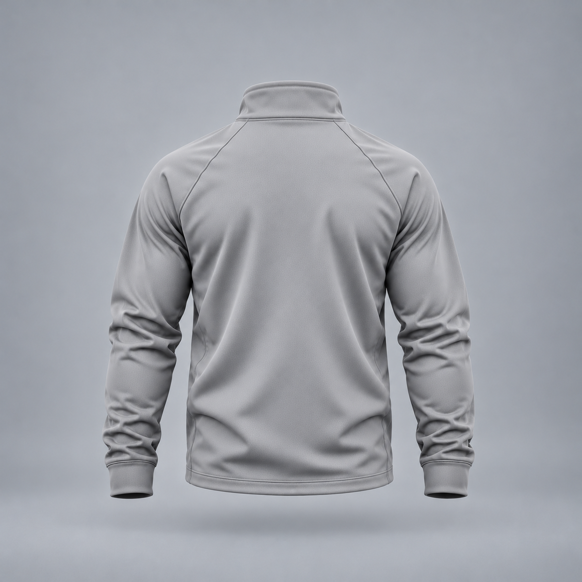 Take One Sportswear Performance Quarter-Zip Pullover in light grey, back view featuring a clean, unbranded design, structured collar, and long sleeves.