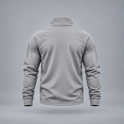 Take One Sportswear Performance Quarter-Zip Pullover in light grey, back view featuring a clean, unbranded design, structured collar, and long sleeves.