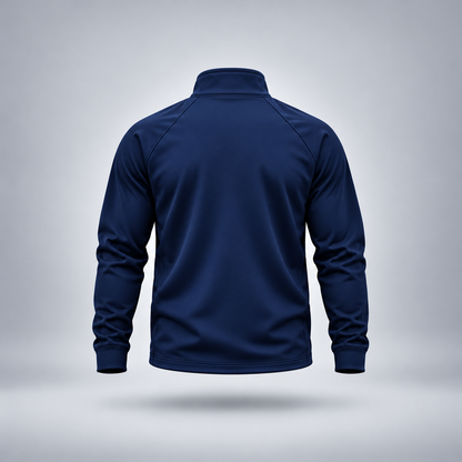 Take One Sportswear Performance Quarter-Zip Pullover in midnight navy, back view featuring a clean, unbranded design, long sleeves, and fitted cuffs.