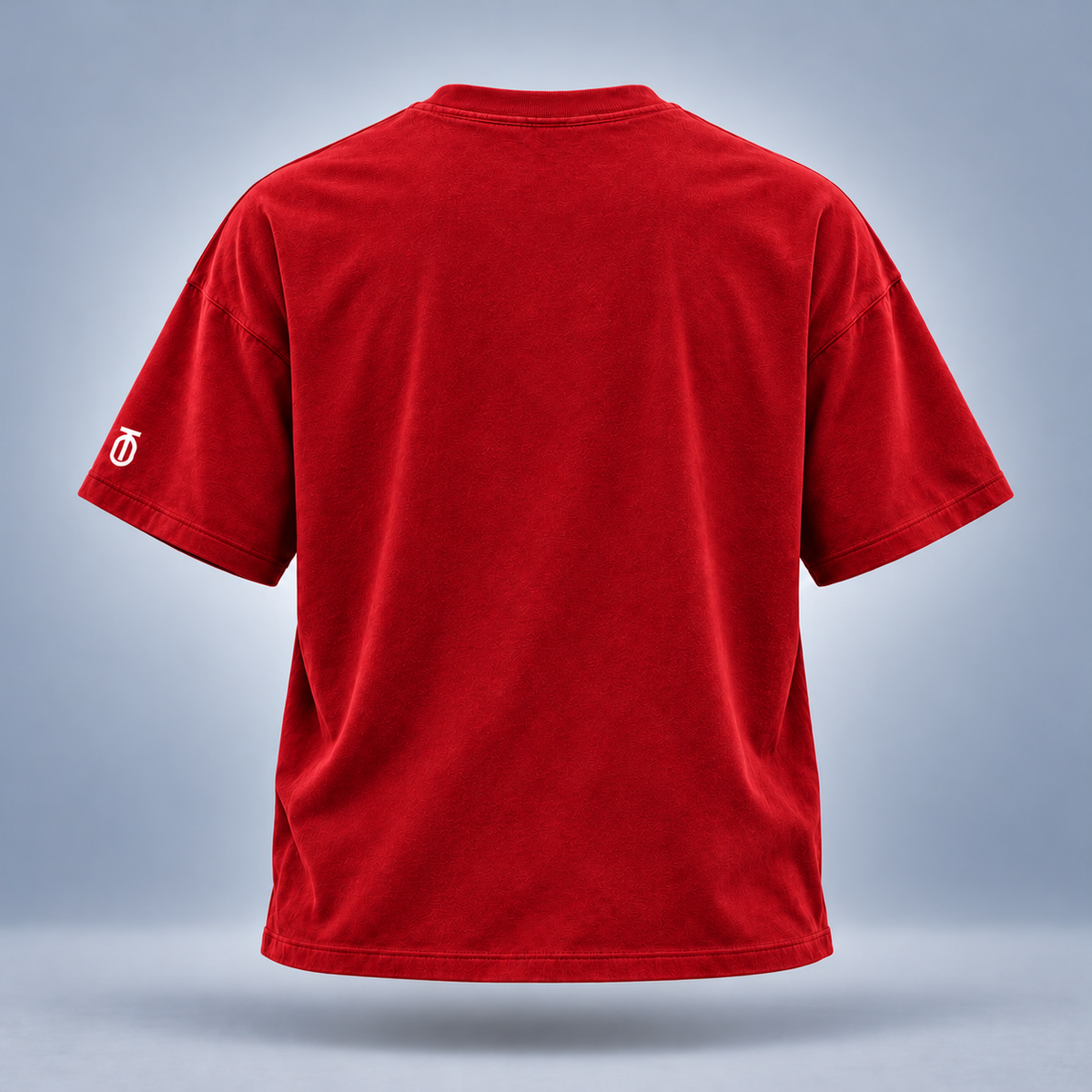 Take One Finish Strong Graphic Tee by Take One Sportswear in Red, back view with a clean rear and TO sleeve branding.