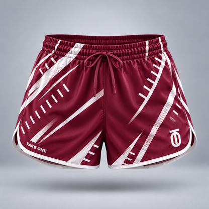 Take One Yardline Women's 5-Inch Football Shorts by Take One Sportswear — front view.